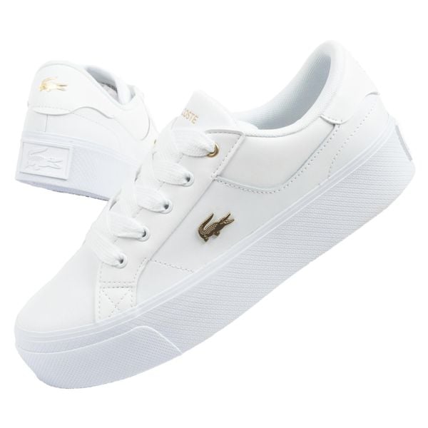 Buty sportowe Lacoste Ziane Platform. Białe buty sportowe lifestyle Lacoste, bez wzorów, ze skóry, bez zapięcia, trekkingowe. Za 338.80 zł.