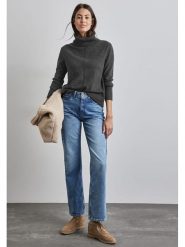 Street One Sweter w kolorze antracytowym rozmiar: 42. Czarne swetry Street One, bez wzorów, z bawełny, street, bez ramiączek. Za 123.25 zł.