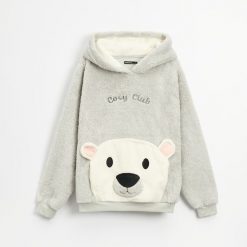 Bluza z polarową podszewką i kapturem - Jasny szary. Szare bluzy z kapturem House, l, bez wzorów, z polaru. W wyprzedaży za 69.99 zł.