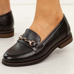 Czarne skórzane mokasyny damskie Cambell 19418. Czarne mokasyny Cambell, bez wzorów, z jeansu. Za 229.00 zł.