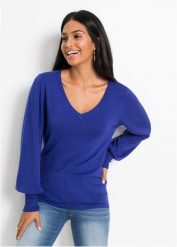 Sweter z cienkiej dzianiny z wiskozą. Czarne swetry bonprix, na wiosnę, bez wzorów, z dzianiny, bez ramiączek. Za 109.99 zł.