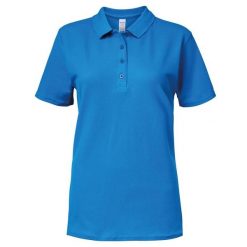 Dwukolorowa Koszulka Polo Z Krótkim Rękawem Softstyle Damska Z Krótkim Rękawem. Niebieskie t-shirty sportowe GILDAN, xl, bez wzorów, bez ramiączek. Za 60.99 zł.