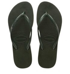 Klapki damskie Havaianas Slim. Zielone klapki Havaianas, bez wzorów, klasyczne, bez obcasa, bez zapięcia. Za 160.50 zł.