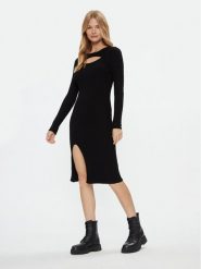 ONLY Sukienka dzianinowa 15307302 Czarny Regular Fit. Czarne sukienki ONLY, l, bez wzorów, z dzianiny, bez kołnierzyka, bez ramiączek. Za 99.99 zł.