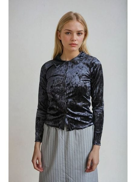 Monki Bluzka w kolorze granatowym rozmiar: XS. Niebieskie bluzki Monki, xs, bez wzorów, bez kołnierzyka, bez ramiączek. Za 39.99 zł.