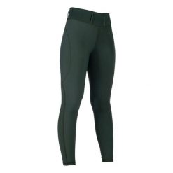 Damskie legginsy jeździeckie z pełną przyczepnością HKM Jil High Waist. Zielone legginsy HKM, bez wzorów, z materiału. Za 302.50 zł.