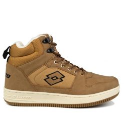 Buty męskie zimowe ocieplane Lotto PREHNA FUR. Brązowe spodnie materiałowe Lotto, bez wzorów, z futra, klasyczne, z podwyższonym stanem. Za 125.00 zł.