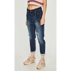 Diesel - Jeansy. Niebieskie jeansy Diesel, bez wzorów, z bawełny, z podwyższonym stanem. W wyprzedaży za 679.90 zł.