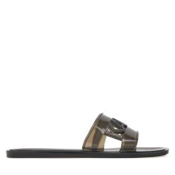 Klapki KARL LAGERFELD. Czarne klapki KARL LAGERFELD, bez wzorów, bez obcasa, bez zapięcia. Za 379.99 zł.