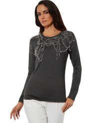 Creation L Sweter w kolorze antracytowym rozmiar: 48. Czarne swetry creation L, l, bez wzorów, bez ramiączek. Za 66.47 zł.