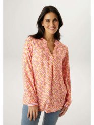 Aniston Bluzka w kolorze pomarańczowo-różowym rozmiar: 38. Pomarańczowe bluzki Aniston, bez wzorów, z wiskozy, bez kołnierzyka, bez ramiączek. Za 173.99 zł.