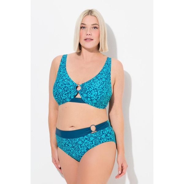 Damskie Bikini paisley miękkie miseczki regulowane ramiączka z recyklingu. Niebieskie bikini Ulla Popken, bez wzorów, z elastanu. Za 244.99 zł.