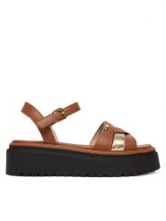 Liu Jo Sandały Bessie 01 SA6159 PX026 Brązowy. Brązowe sandały Liu Jo, bez wzorów, ze skóry, bez obcasa, na koturnie, bez zapięcia. Za 559.99 zł.