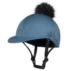 Czapka na kask jeździecki QHP Micah. Niebieskie czapki z daszkiem QHP, na lato, bez wzorów, z elastanu. Za 191.00 zł.