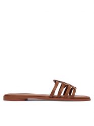 Tommy Hilfiger Klapki Th Script Flat Mule Lth FW0FW09368 Brązowy. Brązowe klapki Tommy Hilfiger, bez wzorów, ze skóry, bez obcasa, bez zapięcia. Za 409.99 zł.