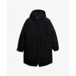 Parka dla kobiet Superdry City Fishtail. Czarne płaszcze Superdry, bez wzorów, bez kaptura. W wyprzedaży za 727.30 zł.