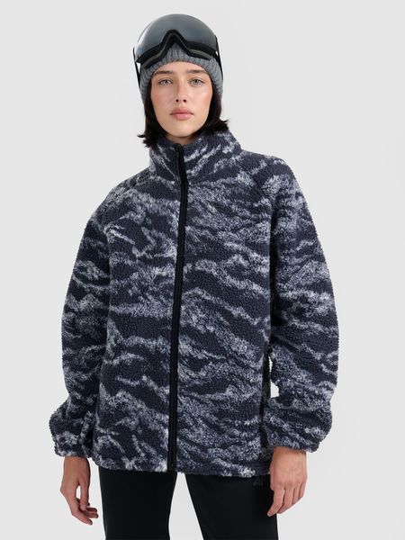 4F Polar sherpa oversize ze stójką uniseks - granatowy XS. Niebieskie bluzy z polaru 4f, xs, bez wzorów, z polaru. Za 299.99 zł.