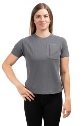 Koszulka trekkingowa damska Pocket Round Neck. Szare t-shirty sportowe NATUREHIKE, m, bez wzorów, z bawełny, bez ramiączek. Za 119.99 zł.