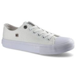 Trampki damskie Big Star, materiałowe na płaskiej podeszwie, białe, AA274010. Białe trampki BIG STAR, bez wzorów, z jeansu, retro, bez zapięcia. Za 110.99 zł.