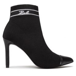 Botki KARL LAGERFELD. Czarne botki KARL LAGERFELD, bez wzorów, bez obcasa, na szpilce, bez zapięcia. Za 779.99 zł.