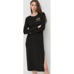 Armani Exchange sukienka 6LYA98.YJ9XZ kolor czarny midi prosta. Czarne sukienki Armani Exchange, na co dzień, l, z aplikacjami, z włókna, bez kołnierzyka, bez ramiączek, maxi, proste. W wyprzedaży za 309.99 zł.