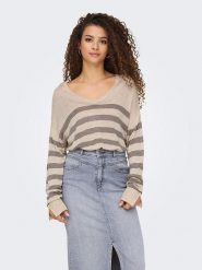 ONLY Sweter w kolorze beżowym rozmiar: XL. Brązowe swetry ONLY, xl, bez wzorów, bez ramiączek. Za 66.00 zł.