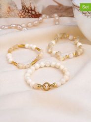 L'Atelier de Gaia Bransoletki (3 szt.) rozmiar: onesize. Białe bransoletki L'Atelier de Gaia, z kamieniem księżycowym, z mosiądzu. Za 51.95 zł.