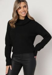 Czarny Golf Dzianinowy Bomusana. Czarne swetry Born2be, m, bez wzorów, z dzianiny, bez ramiączek. W wyprzedaży za 93.49 zł.