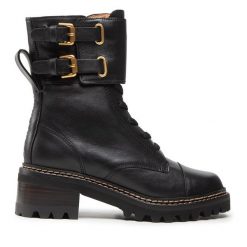 Trapery See By Chloé. Czarne traperki See By Chloé, bez wzorów, bez obcasa, bez zapięcia. Za 2,649.00 zł.
