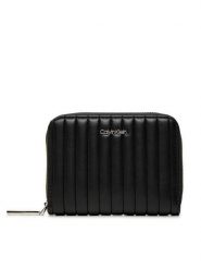 Calvin Klein Mały Portfel Damski Mini Line Quilt Md Zip Around K60K613064 Czarny. Czarne portfele Calvin Klein, bez wzorów, ze skóry. Za 159.99 zł.