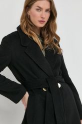 Armani Exchange płaszcz wełniany kolor czarny przejściowy dwurzędowy. Czarne płaszcze Armani Exchange, l, bez wzorów, z wełny, klasyczne, bez kaptura. Za 1,319.90 zł.