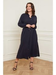 Curvy Lady Sukienka w kolorze granatowym rozmiar: 44/46. Niebieskie sukienki Curvy Lady, bez wzorów, ze skóry, klasyczne, bez kołnierzyka, bez ramiączek, midi. Za 127.65 zł.