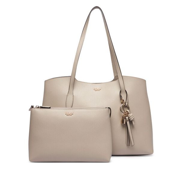 Torebka Guess. Brązowe shopper bag Guess, z aplikacjami, bez dodatków. Za 634.99 zł.