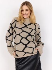 Soyaconcept® sweter z dzianiny z wełną - SC-Ancona Kobiety Sztuczne włókno brązowy|czarny, S. Brązowe swetry s, bez wzorów, z dzianiny, bez ramiączek. Za 179.95 zł.