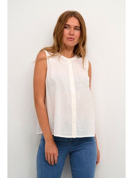 Kaffe Bluzka w kolorze białym rozmiar: 38. Białe bluzki Kaffe, bez wzorów, z bawełny, bez kołnierzyka, bez ramiączek. Za 83.22 zł.