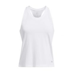 Damski tank top Under Armour Launch. Białe topy Under Armour, bez wzorów, z materiału, sportowe, bez kołnierzyka, bez ramiączek. Za 204.50 zł.