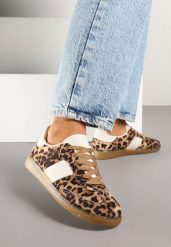 Panterkowe Sneakersy Tenisówki w Kultowym Stylu Neolithaen. Trampki Renee, bez wzorów, z jeansu, eleganckie, bez zapięcia. W wyprzedaży za 67.99 zł.