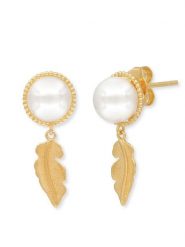 Engelsrufer Pozłacane kolczyki-wkrętki "Glory Feather" z perłami rozmiar: onesize. Białe kolczyki Engelsrufer, z perłą, pozłacane. Za 204.96 zł.