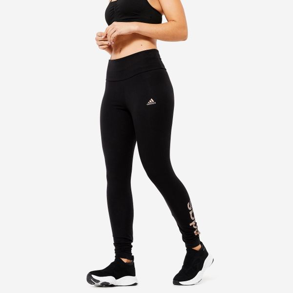 Legginsy fitness damskie ADIDAS. Czarne legginsy adidas, bez wzorów, z bawełny, sportowe. Za 119.99 zł.