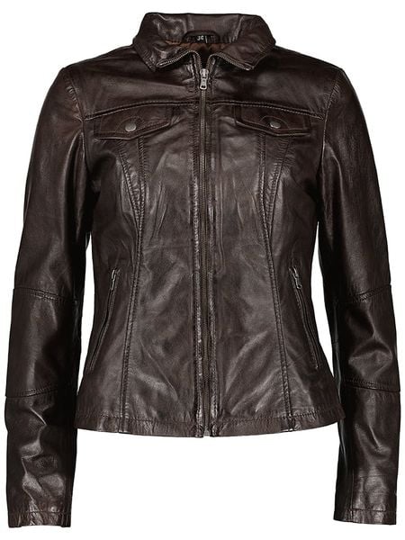 7eleven Skórzana kurtka "Peru" w kolorze ciemnobrązowym rozmiar: 50. Brązowe kurtki 7eleven, bez wzorów, ze skóry, bez kaptura. Za 409.45 zł.