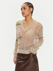 Patrizia Pepe Sweter 8K0228 K178-YA23 Beżowy Regular Fit. Brązowe swetry Patrizia Pepe, bez wzorów, z wełny, bez ramiączek. Za 1,249.00 zł.