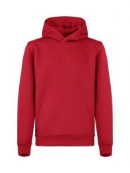 Clique Miami Hoody Junior – bluza z kapturem z bawełny i recyklingowanego. Czerwone bluzy CLIQUE, bez wzorów, z bawełny, z kapturem. Za 154.32 zł.