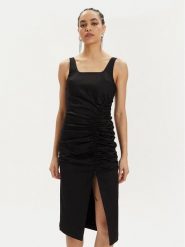 KARL LAGERFELD Sukienka letnia 241W1303 Czarny Slim Fit. Czarne sukienki KARL LAGERFELD, bez wzorów, z bawełny, bez kołnierzyka, bez ramiączek. Za 599.99 zł.
