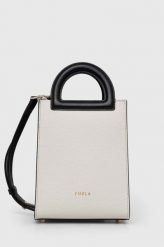 Furla torebka skórzana kolor beżowy. Brązowe shopper bag Furla, bez wzorów, bez dodatków. Za 1,389.90 zł.