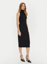 TWINSET Sukienka dzianinowa 242TF3030 Czarny Slim Fit. Czarne sukienki Twinset, l, bez wzorów, z dzianiny, bez kołnierzyka, bez ramiączek. Za 309.99 zł.