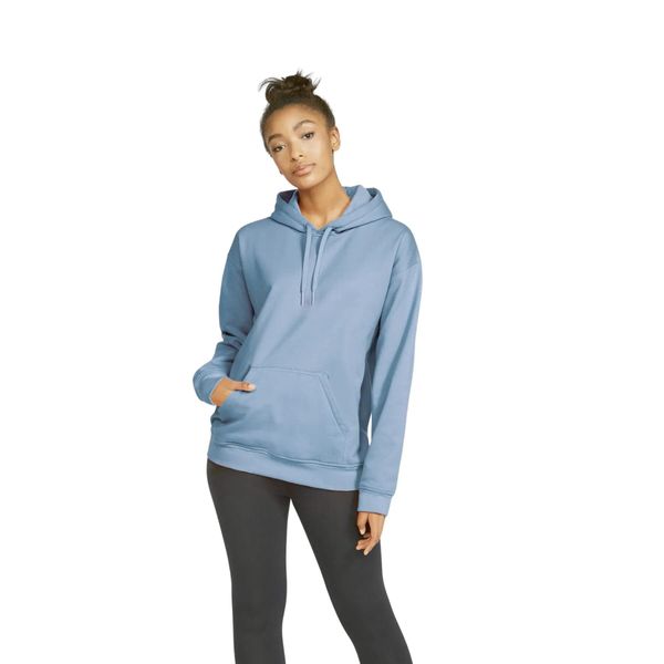 Bluza z kapturem Gildan Midweight Softstyle. Niebieskie bluzy GILDAN, xl, bez wzorów, z bawełny, z kapturem. Za 114.80 zł.