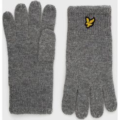 Lyle & Scott Rękawiczki kolor szary. Szare rękawiczki Lyle & Scott, bez wzorów, z dzianiny. W wyprzedaży za 131.99 zł.