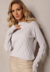 Jasnoszary Golf o Klasycznym Fasonie Anofra. Szare swetry Renee, uniwersalny, bez wzorów, klasyczne, bez ramiączek. W wyprzedaży za 55.99 zł.