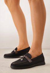 Czarne Eleganckie Mokasyny VICES z Imitacji Zamszu ze Skórzaną Wkładką Jaenith. Czarne mokasyny Born2be, z aplikacjami, z jeansu. Za 89.99 zł.
