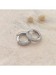 Atelier MIU Pozłacane kolczyki-kreole z cyrkoniami rozmiar: onesize. Szare kolczyki atelier MIU, z cyrkonią, pozłacane. Za 74.81 zł.